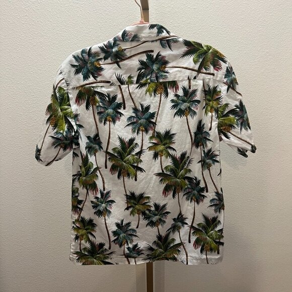 Vintage Blue Hawaii Hawaiian Islands Palm Tree White Hawaiian Shirt Mens Small - Picture 4 of 4